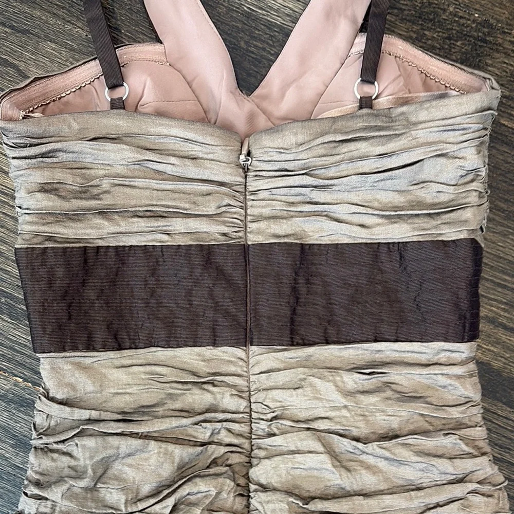 Elegant Ruched Dress in Taupe and Brown by BCBG Maxazria (size 0) - Picture 5 of 5